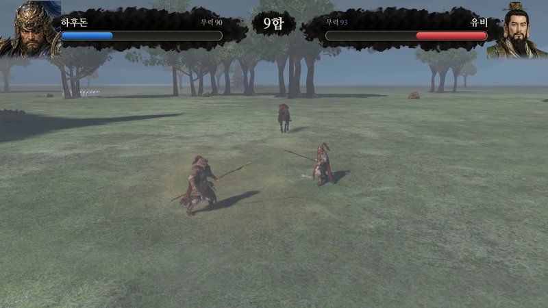 Mounted generals charge across the 3D duel stage