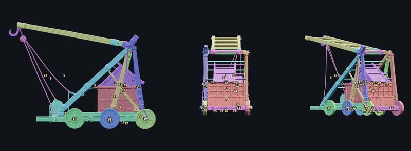 Cloud ladder, split into parts for animation (colours mark parts)